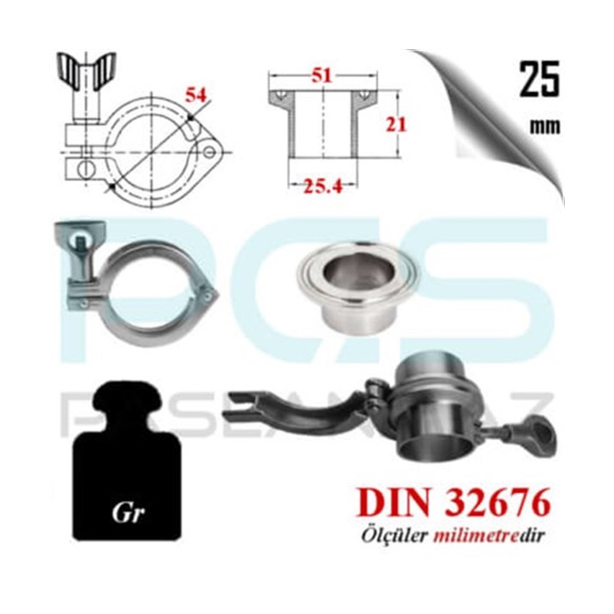 Paslanmaz Çelik 316 Kalite Klemp Kelepçe Ferrule Set