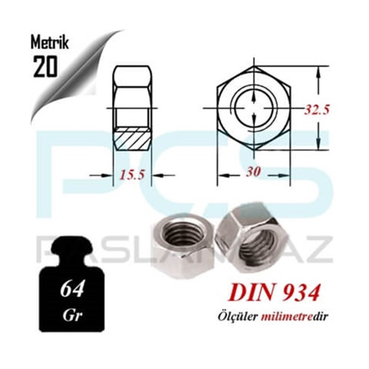 Paslanmaz Çelik 316 Kalite Somun