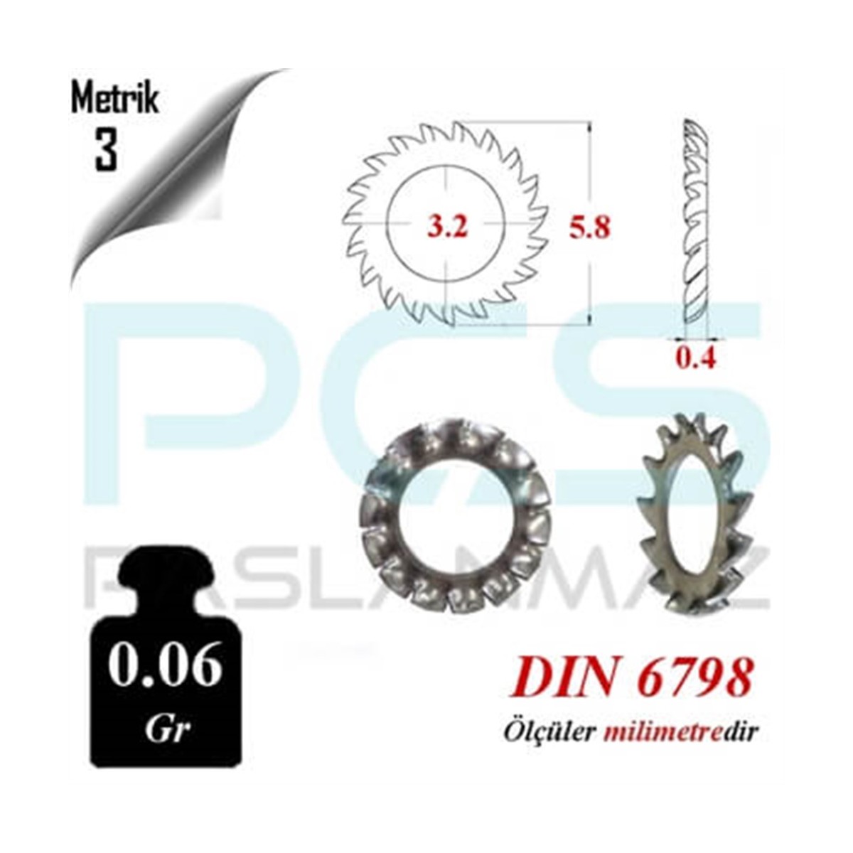 Paslanmaz Çelik 316 Kalite Tırtıllı Pul ( Rondela )