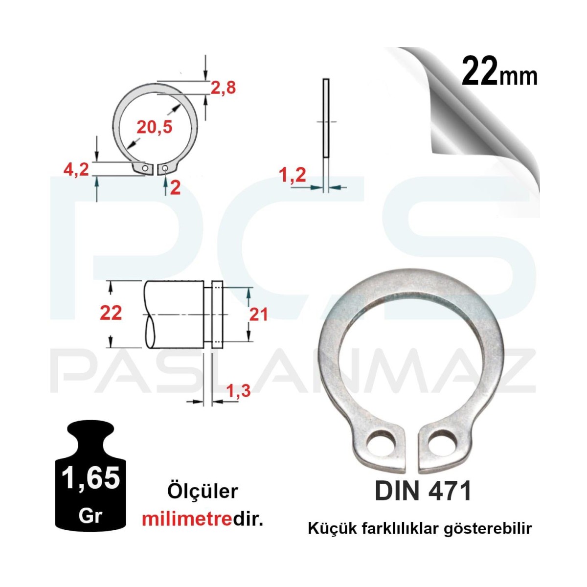 Paslanmaz Çelik Dış ( Mil ) Segman