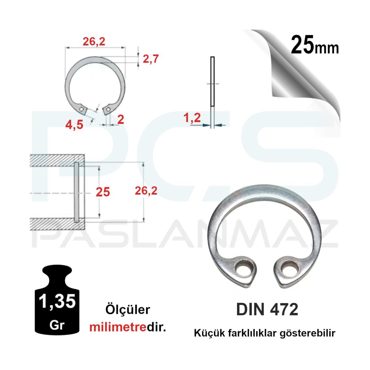 Paslanmaz Çelik İç ( Boru ) Segman