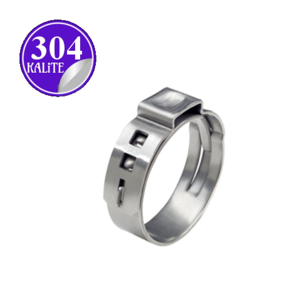 Paslanmaz Çelik 304 Kalite Tek Sıkımlık Kelepçe - 6.8mm-8mm