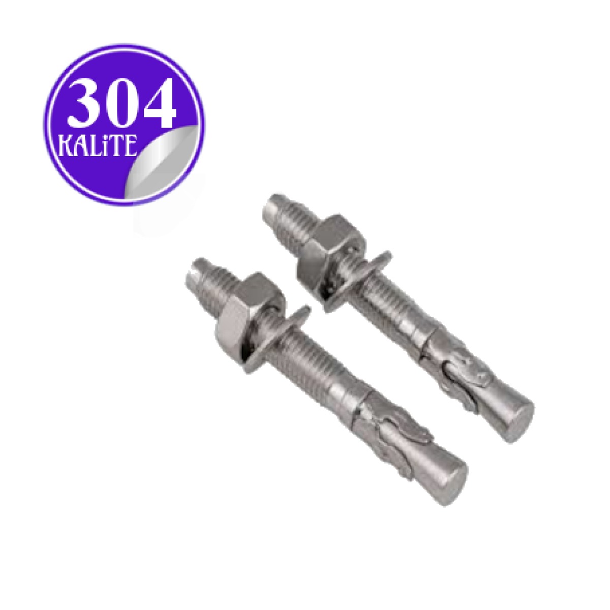 Paslanmaz Çelik 304 Kalite Klipsli Dübel - M10x110