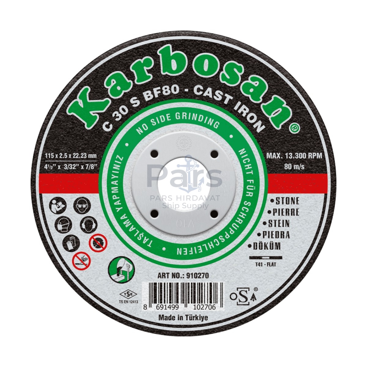 Döküm Kesme Diski - 180 x 3.0 x 22.23 mm