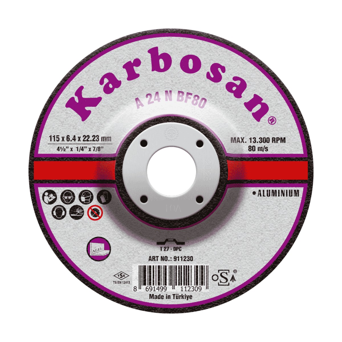 Alüminyum Taşlama Diski - 180 x 6.4 x 22.23 mm
