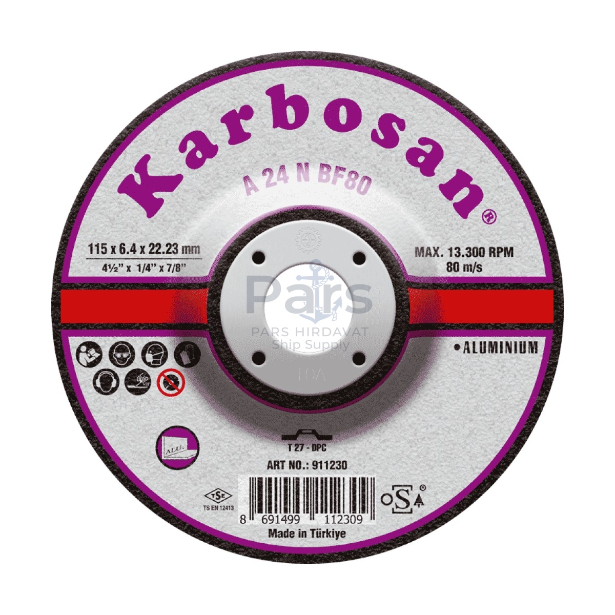 Alüminyum Taşlama Diski - 230 x 6.4 x 22.23 mm