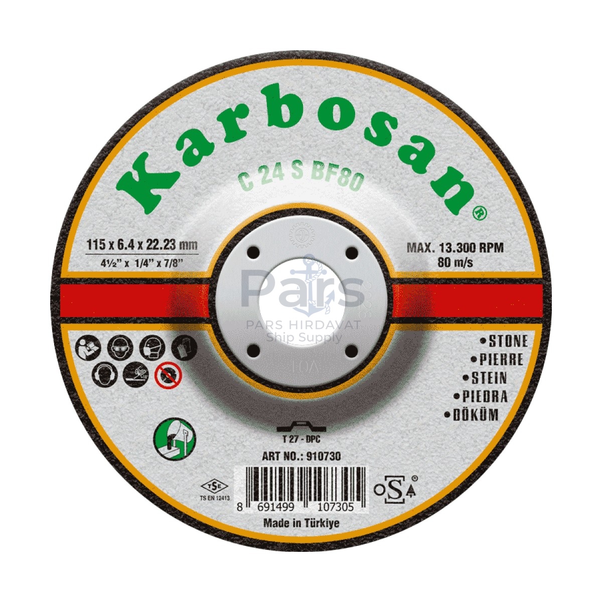 Döküm Taşlama Diski - 230 x 6.4 x 22.23 mm