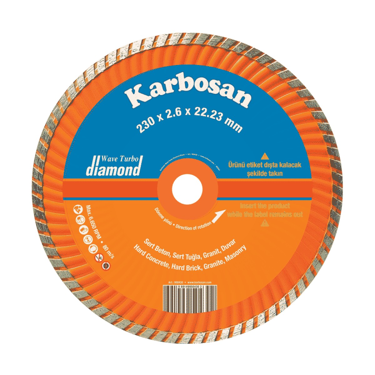 Turbo Kanallı Elmas Kesici - 180 x 2.4 x 22.23 mm
