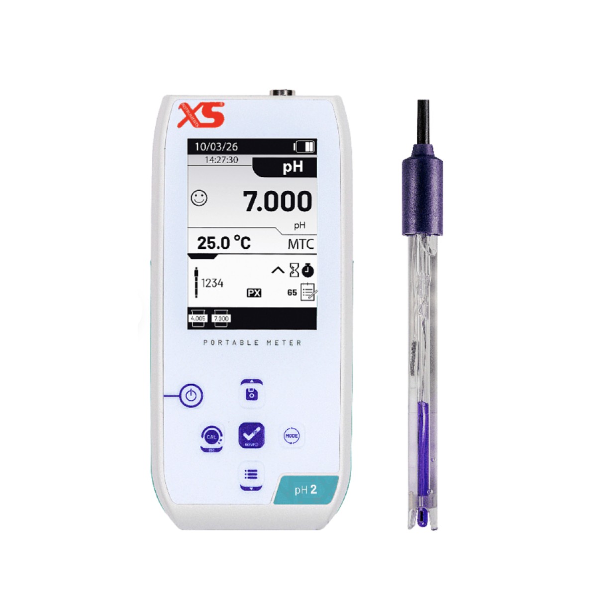 XS pH2 NEX Taşınabilir Multiparametre Ölçüm Cihazı – 201 T DHS Elektrotlu – NT55 Probe ve S7/BNC Kablo ile