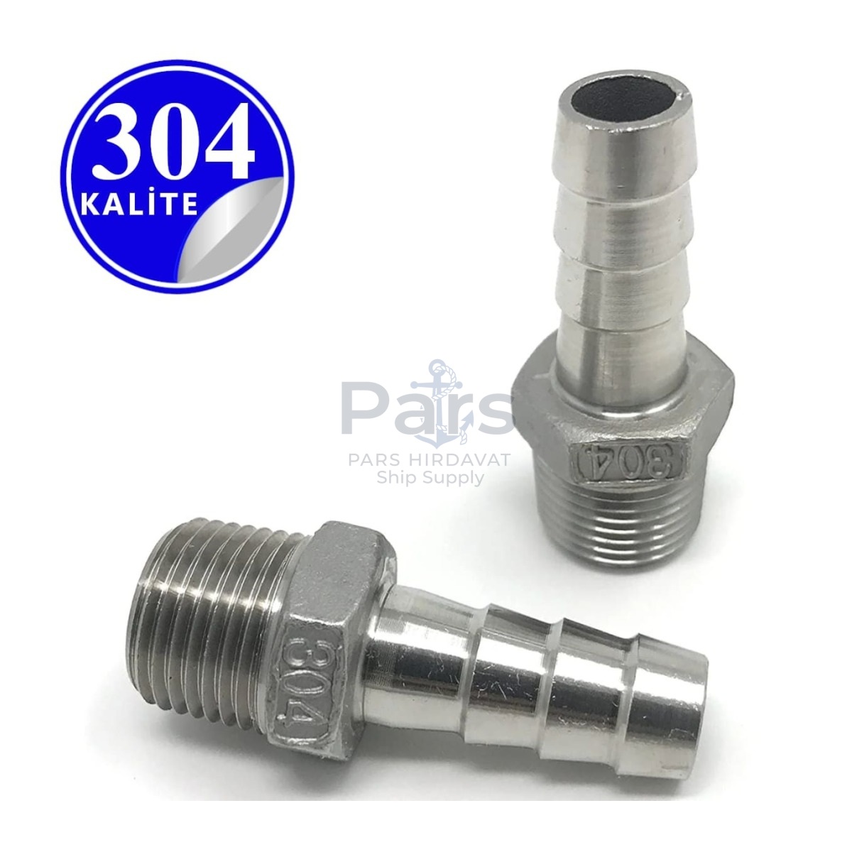 AISI 304 Stainless Steel Kalite Hose Uçlu Nipple - 3/8" (DN10)