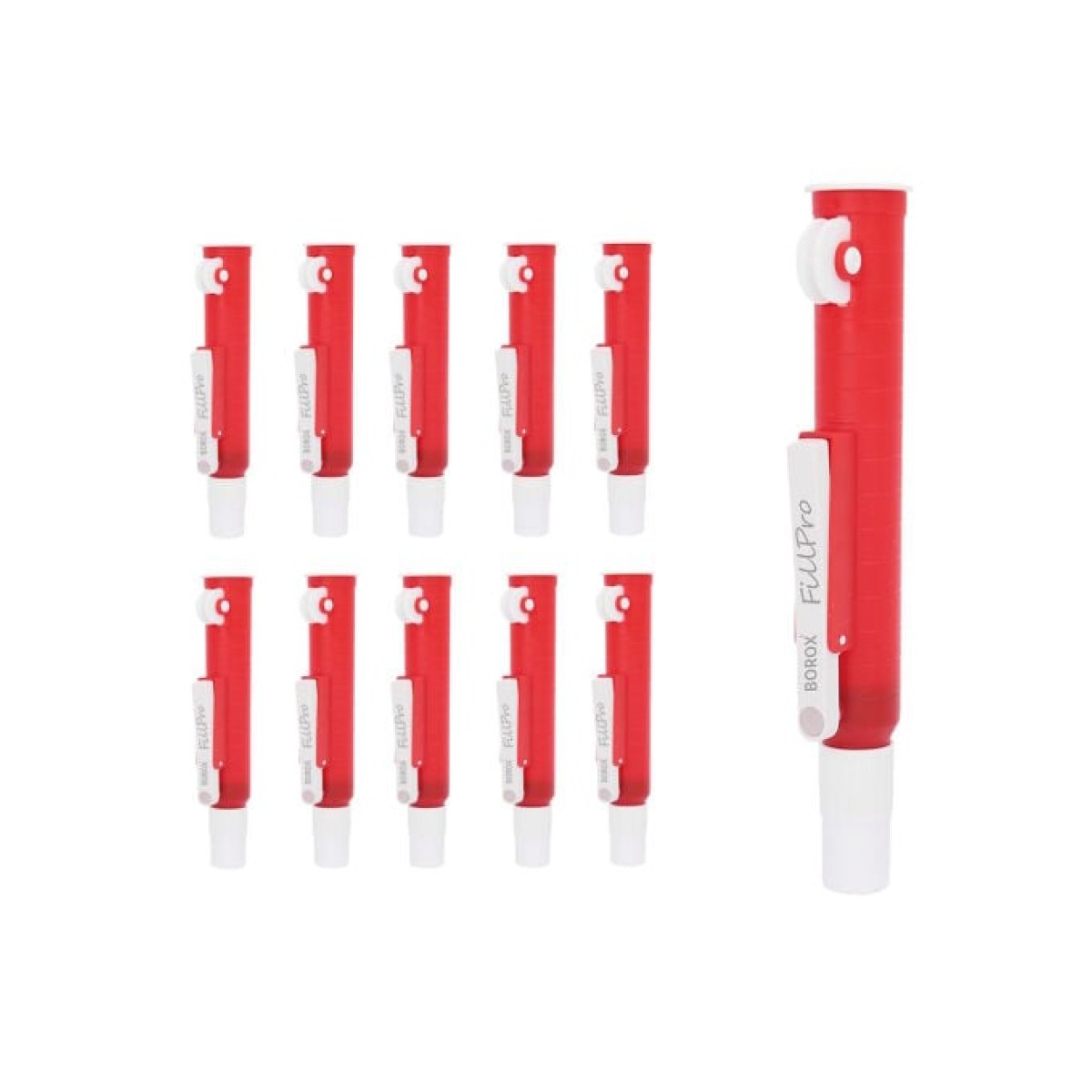 Borox FillPro Pipet Pompası 25 ml - Pipet Puarı - Pi-Pump - Kırmızı - 10 Adet Toptan