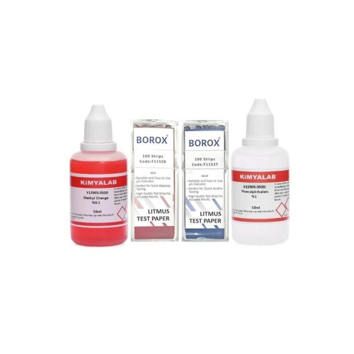 pH Test Kiti - Metiloranj-Fenolftalein-Turnusol Blue+Red