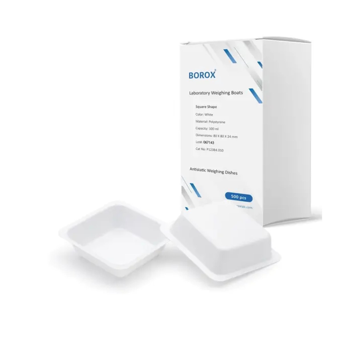Borox PS Tartım Kabı - Plastik Kare Form 100ml - 500adet/paket - Beyaz Renk