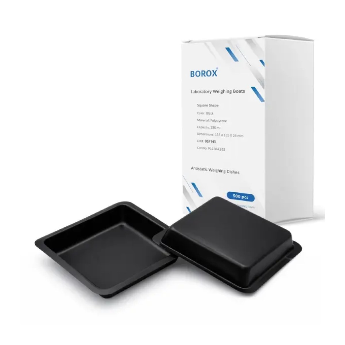Borox PS Tartım Kabı - Plastik Kare Form 250ml - 500pcs/paket - Black Renk