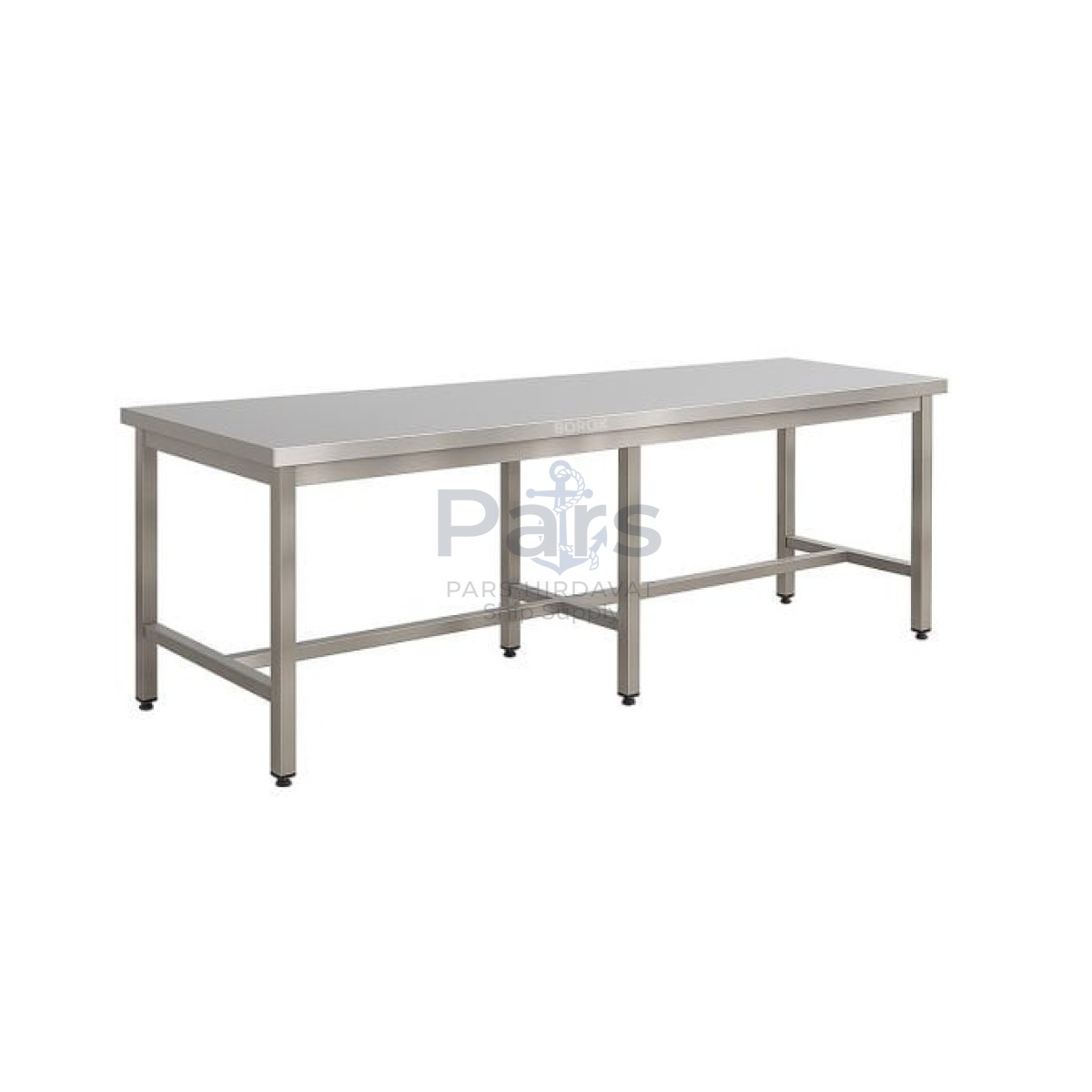 Borox Stainless Steel Laboratuvar Masası 260x80x85cm - Büyük Deney Masası - Çalışma Tezgahı