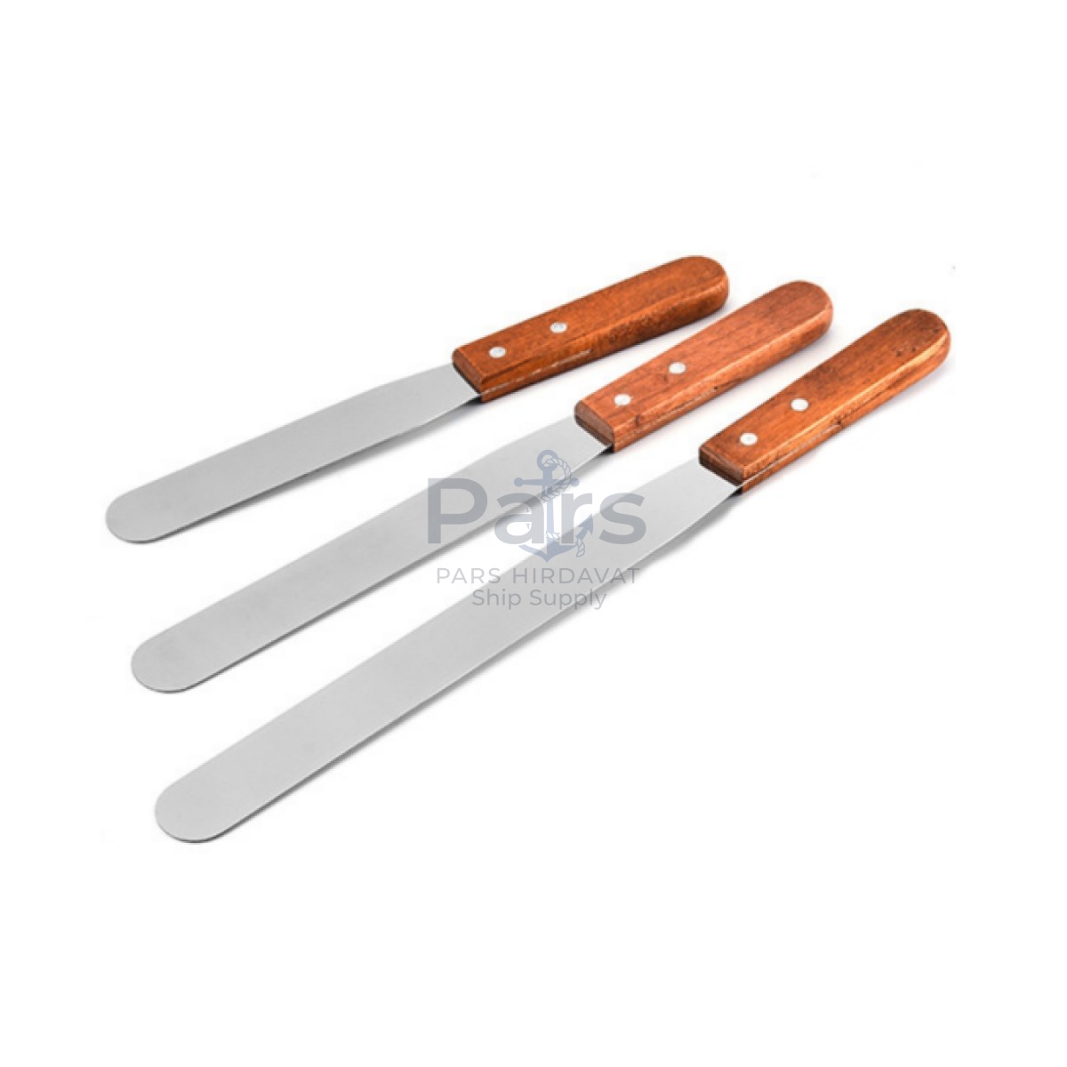 Borox Tahta Saplı Spatül Seti - Bıçaklı Spatula 3lü Set
