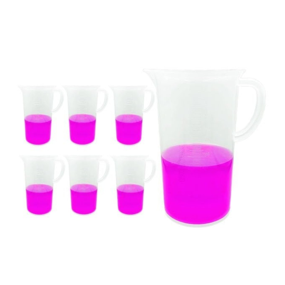 Borox Kulplu Plastik Beher 2000 ml - Kabartma Dereceli Beaker - Ölçü Kabı - 6 pcs Toptan