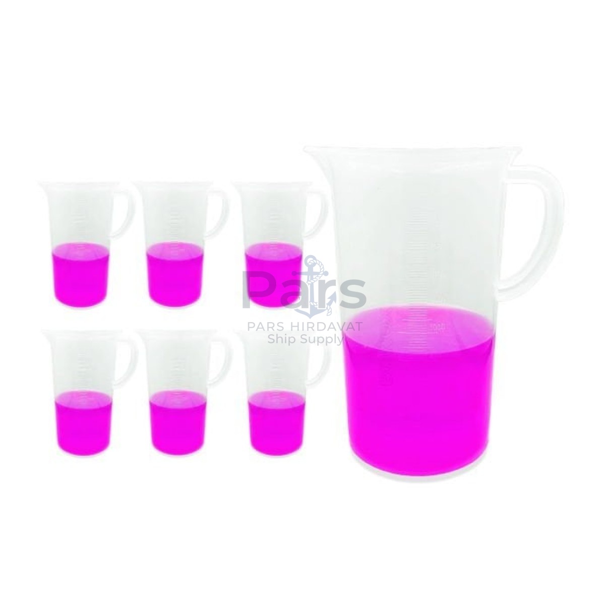 Borox Kulplu Plastik Beher 2000 ml - Kabartma Dereceli Beaker - Ölçü Kabı - 6 pcs Toptan