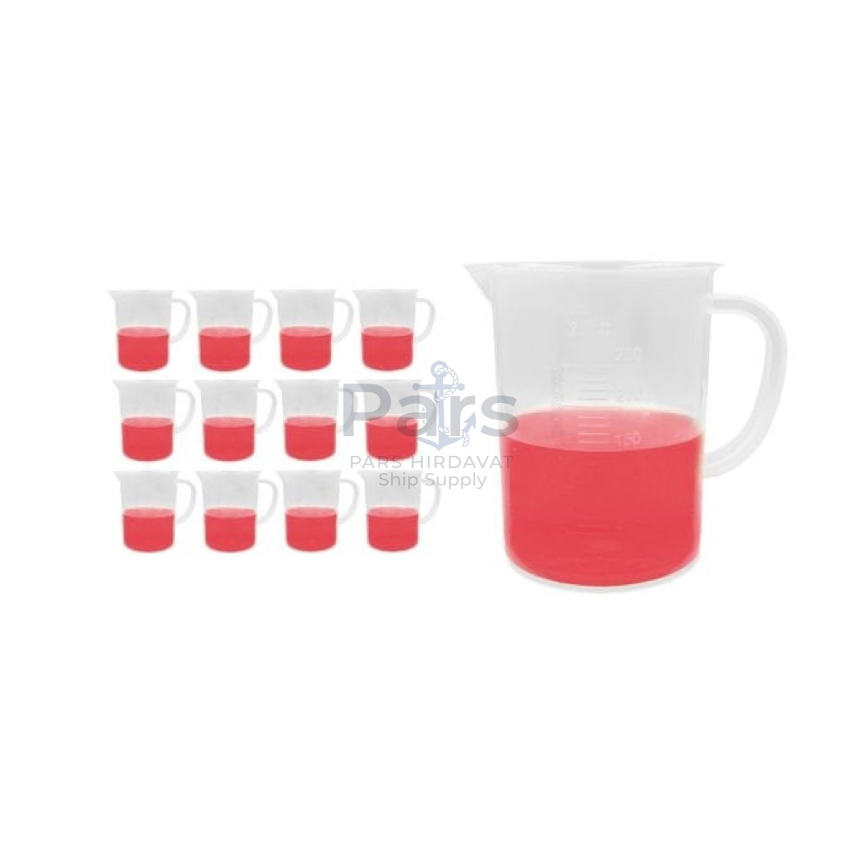 Borox Kulplu Plastik Beher 250 ml - Kabartma Dereceli Beaker - Ölçü Kabı - 12 pcs Toptan
