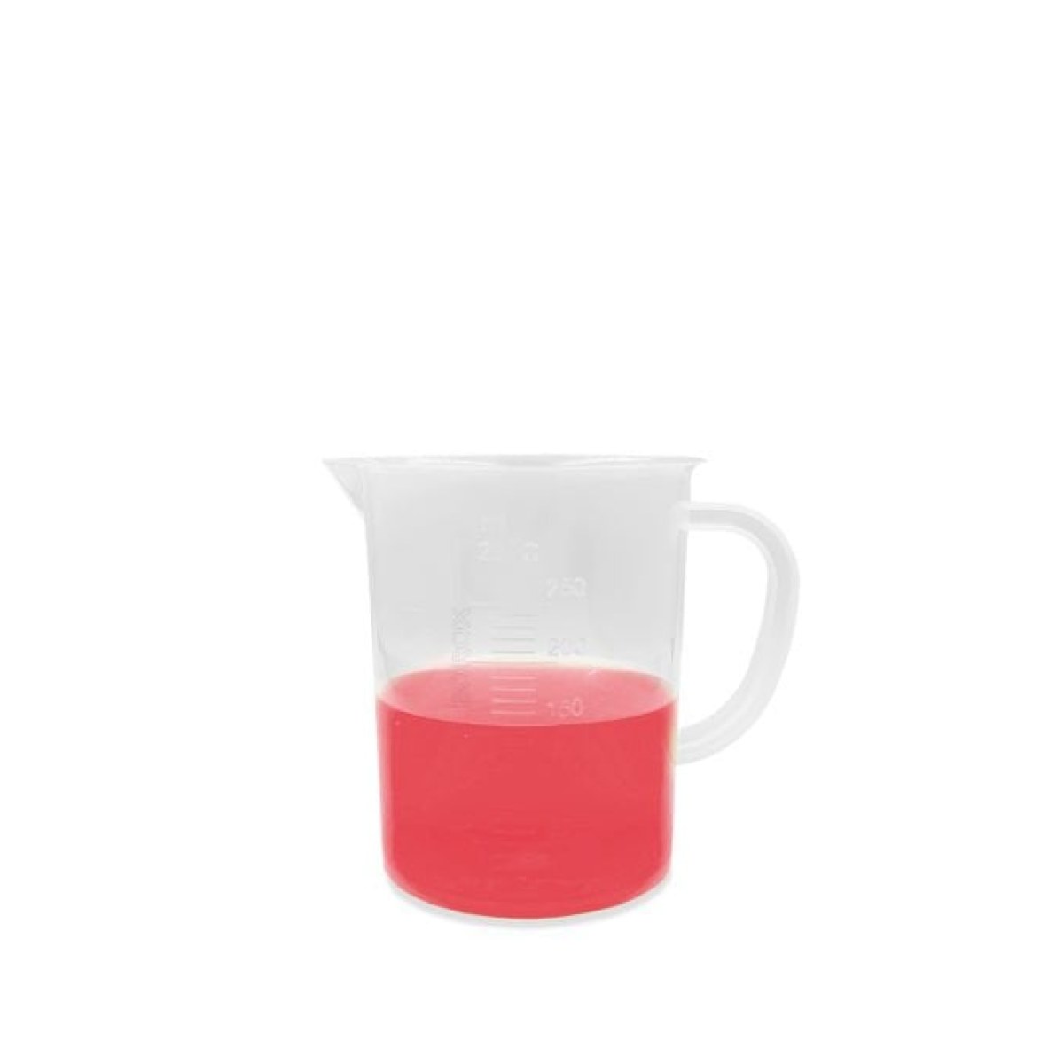 Borox Kulplu Plastik Beher 250 ml - Kabartma Dereceli Beaker - Ölçü Kabı