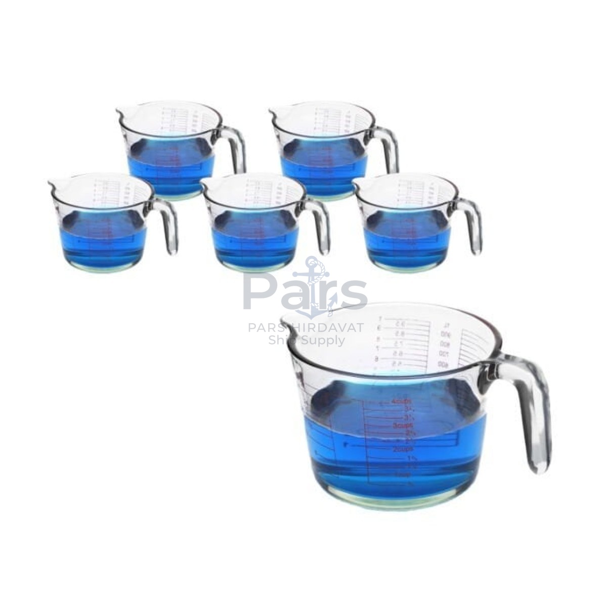 Borox Kulplu Cam Beher 1000ml - Ölçü Kabı Beaker 5 pcs
