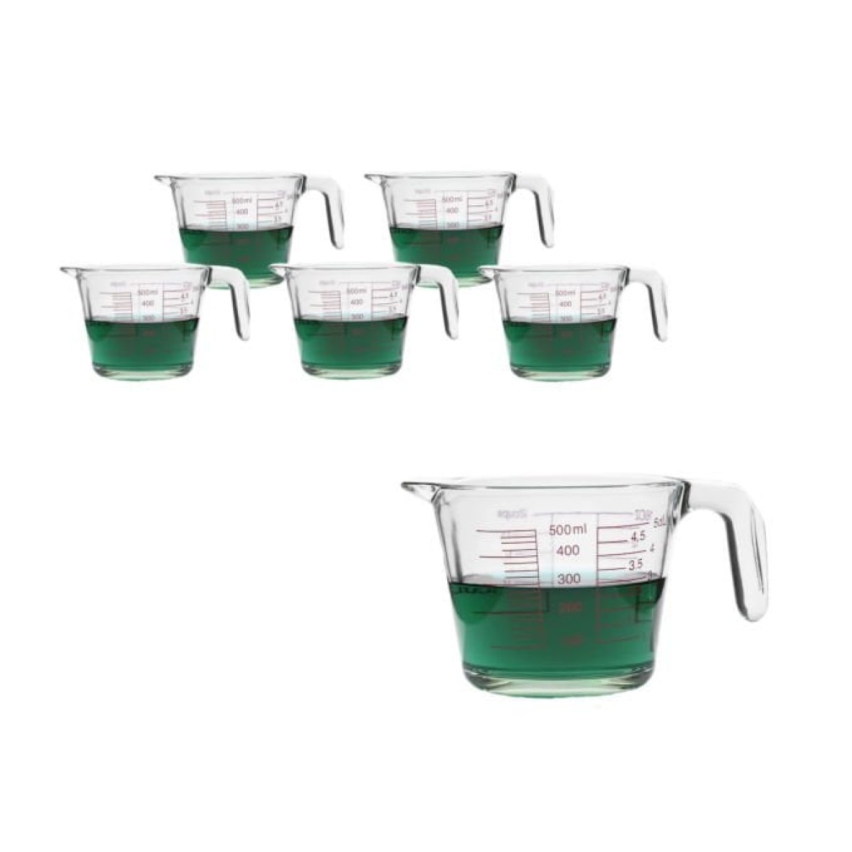 Borox Kulplu Cam Beher 500ml - Ölçü Kabı Beaker - 5 Adet