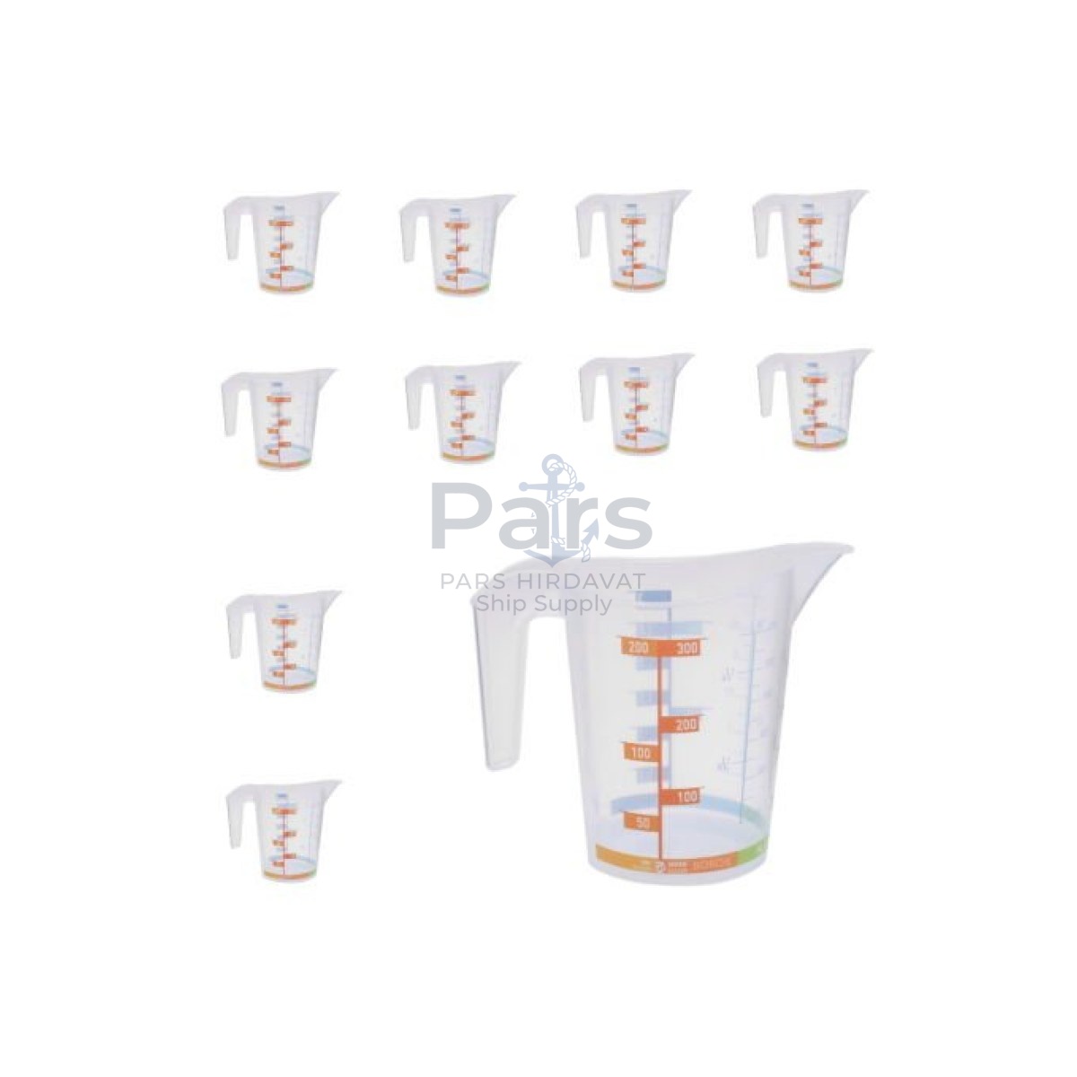 Borox Kulplu Plastik Beher 300 ml - Renkli Skala Beaker 10lu