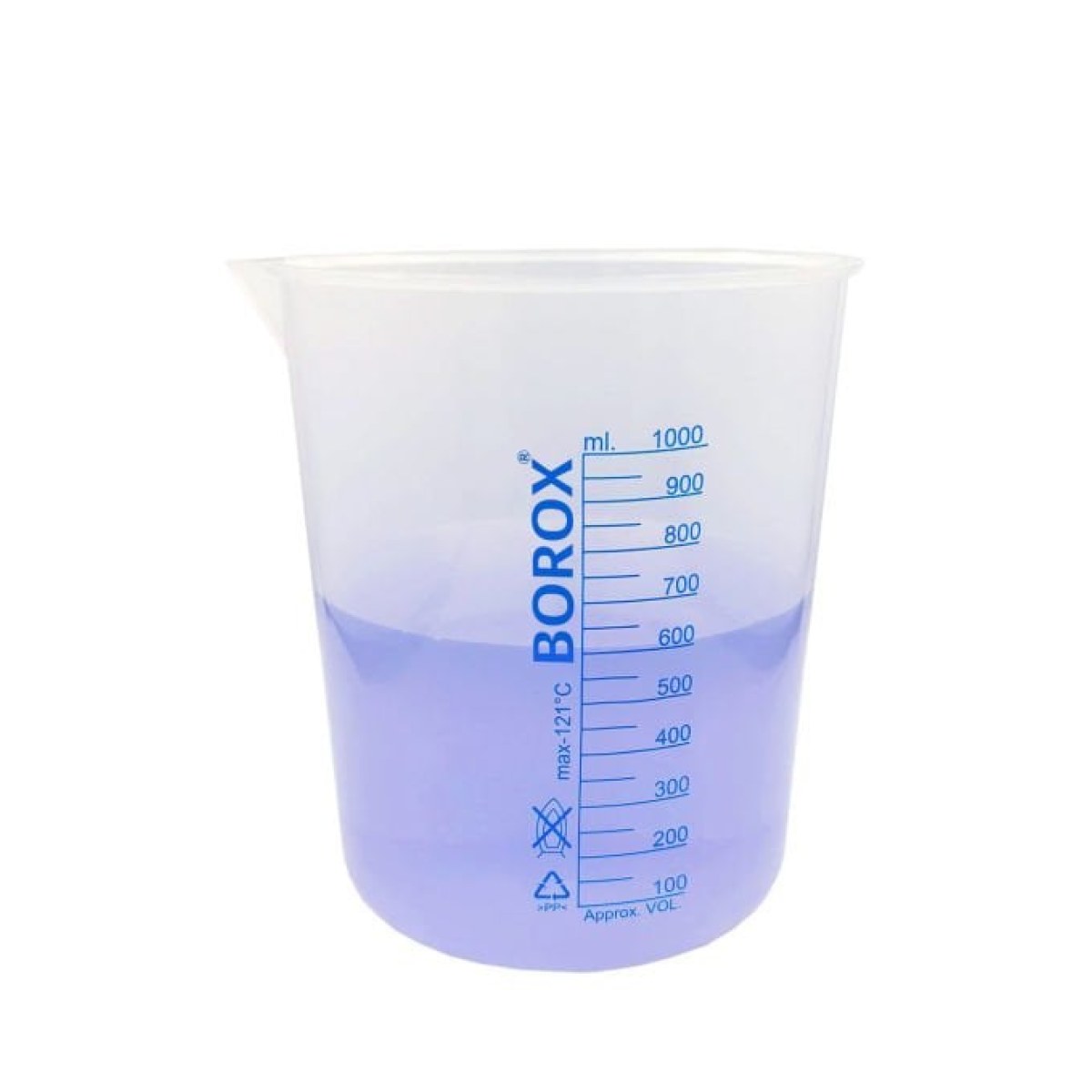 Borox Plastik Beher 1000 ml - Ölçü Kabı - Blue Skala