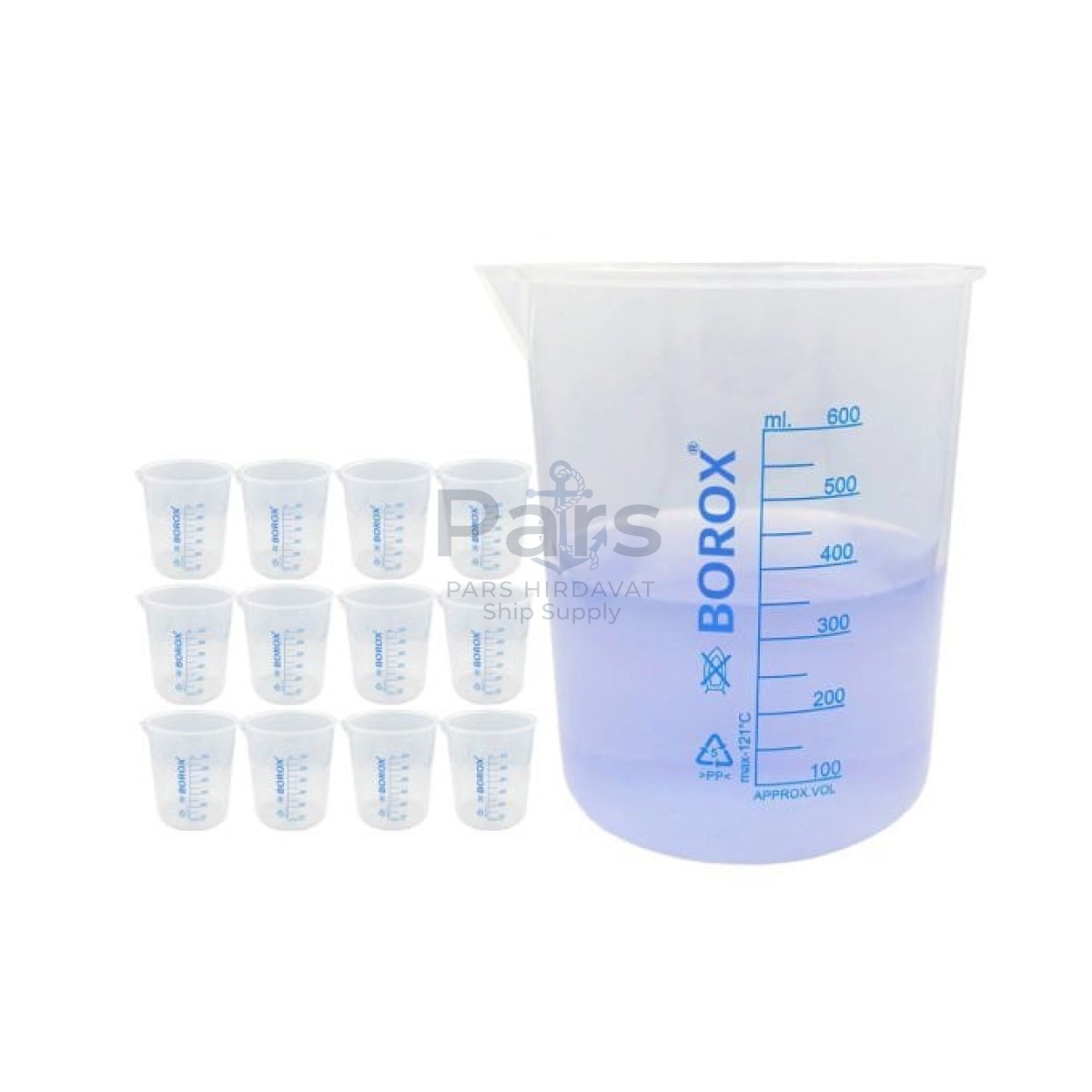 Borox Plastik Beher 600 ml - Ölçü Kabı - Blue Skala - 12 pcs/Toptan