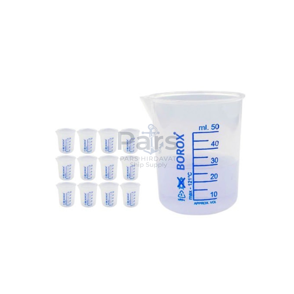 Borox Plastik Beher 50 ml - Ölçü Kabı - Blue Skala - 12 pcs/Toptan