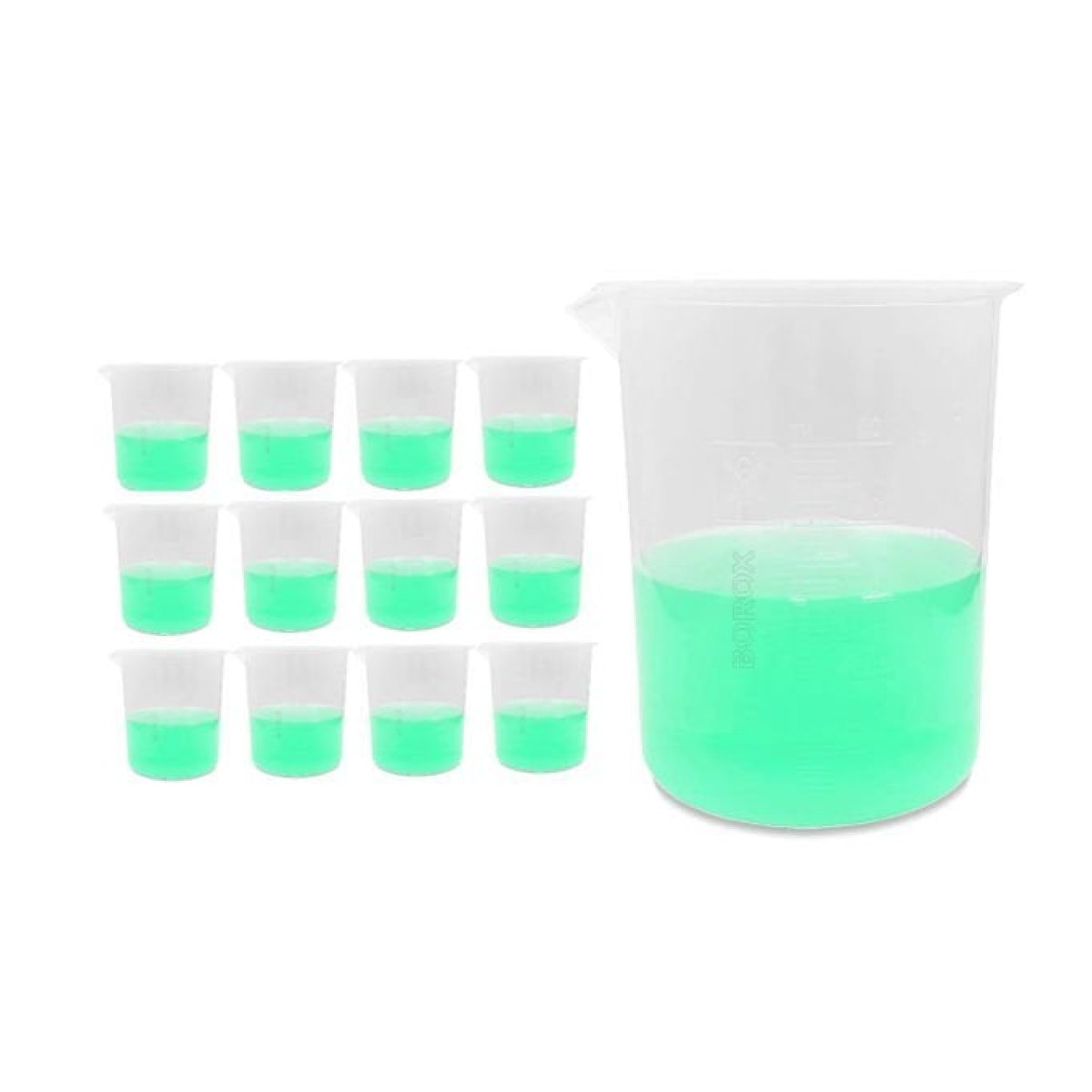 Borox Plastik Beher 500 ml - Kabartma Dereceli - Plastic Beaker Autoclavable - 12 Adet/Toptan