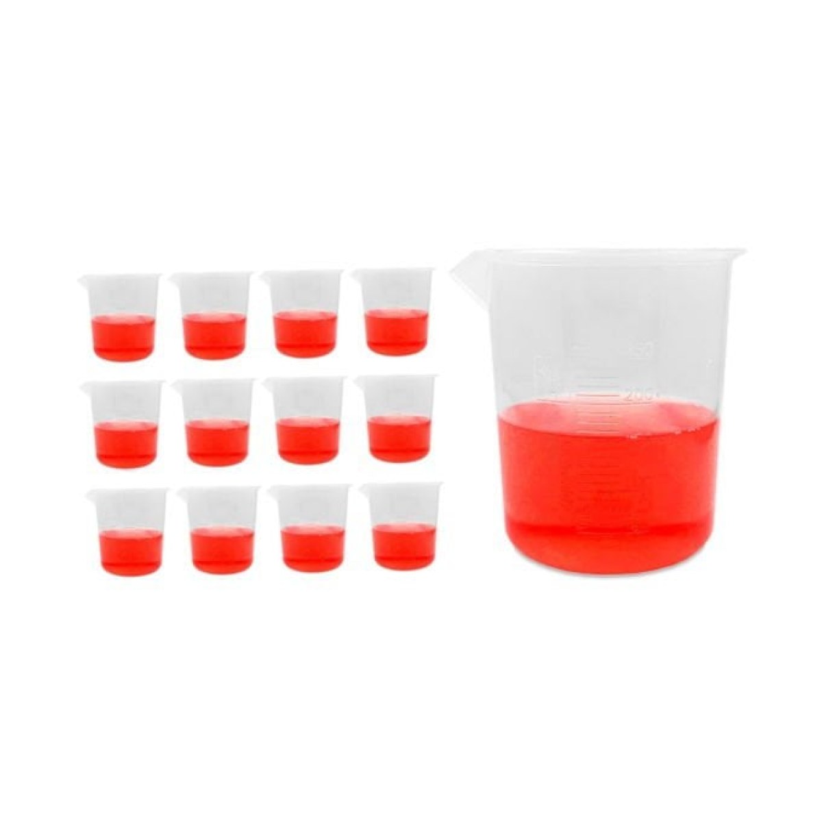 Borox Plastik Beher 250 ml - Kabartma Dereceli - Plastic Beaker Autoclavable - 12 Adet Toptan