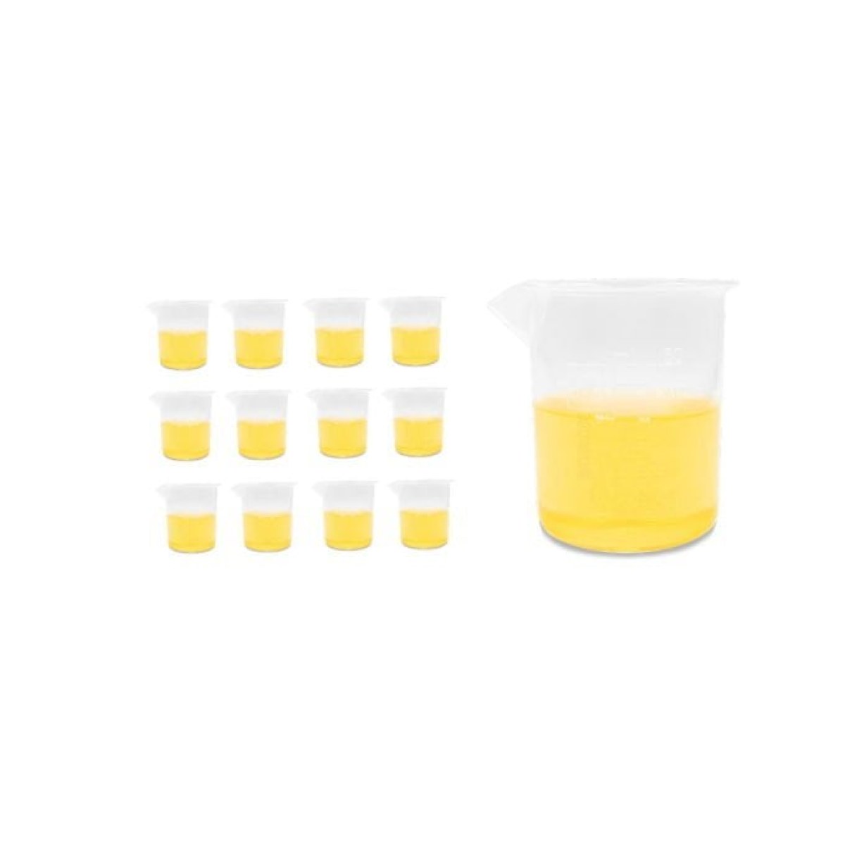 Borox Plastik Beher 50 ml - Kabartma Dereceli - Plastic Beaker Autoclavable - 12 Adet Toptan