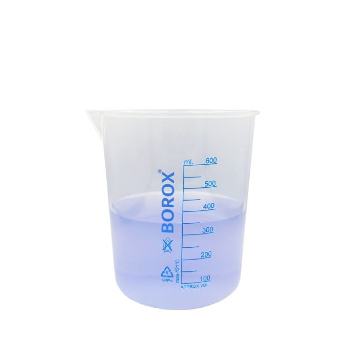 Borox Plastik Beher 600 ml - Ölçü Kabı - Mavi Skala