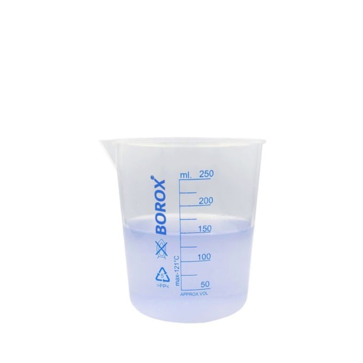 Borox Plastik Beher 250 ml - Ölçü Kabı - Blue Skala