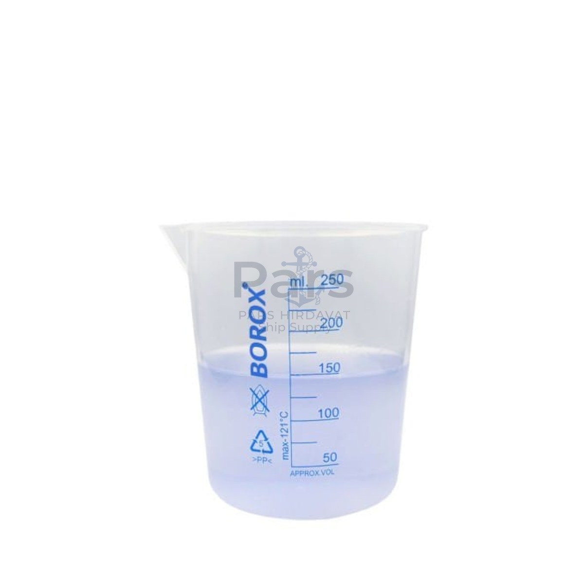 Borox Plastik Beher 250 ml - Ölçü Kabı - Blue Skala