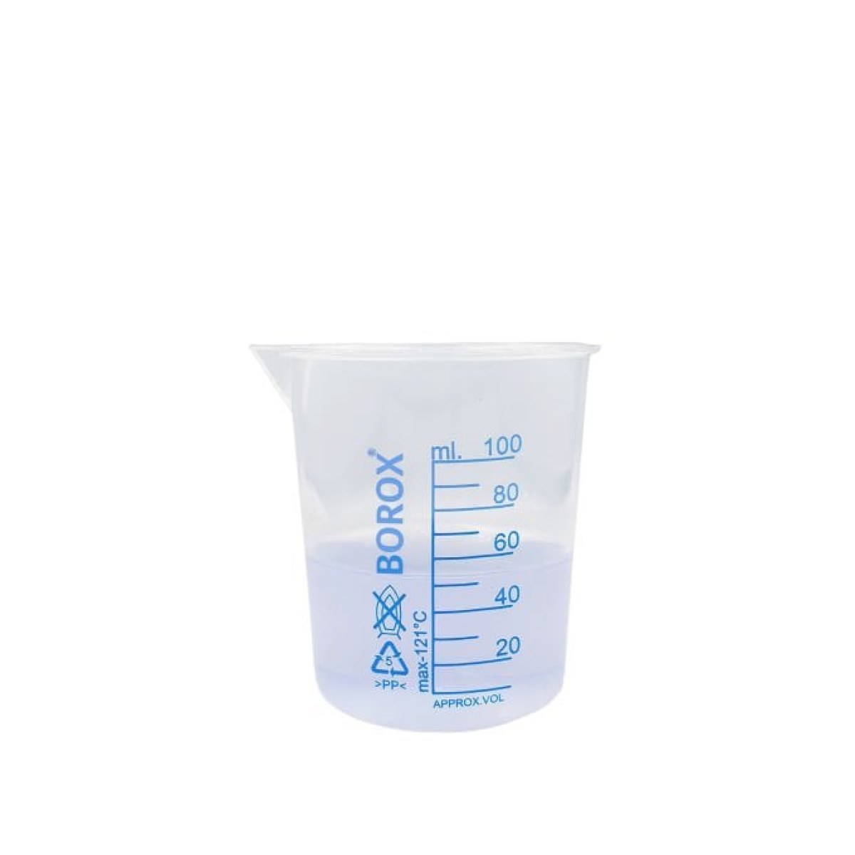 Borox Plastik Beher 100 ml - Ölçü Kabı - Mavi Skala