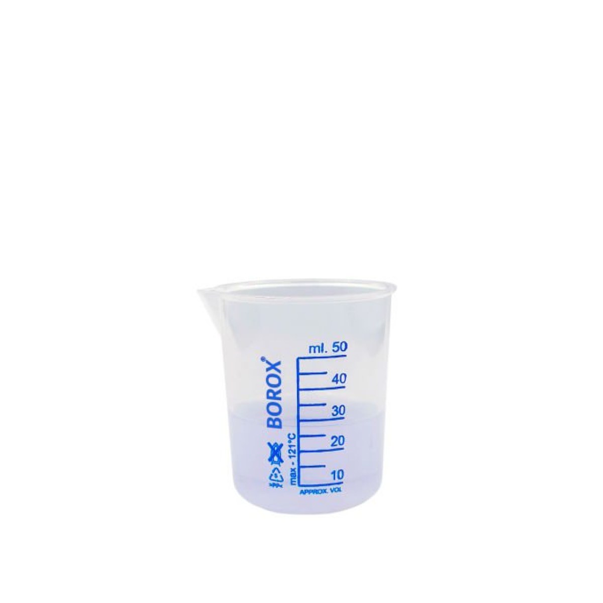 Borox Plastik Beher 50 ml - Ölçü Kabı - Blue Skala