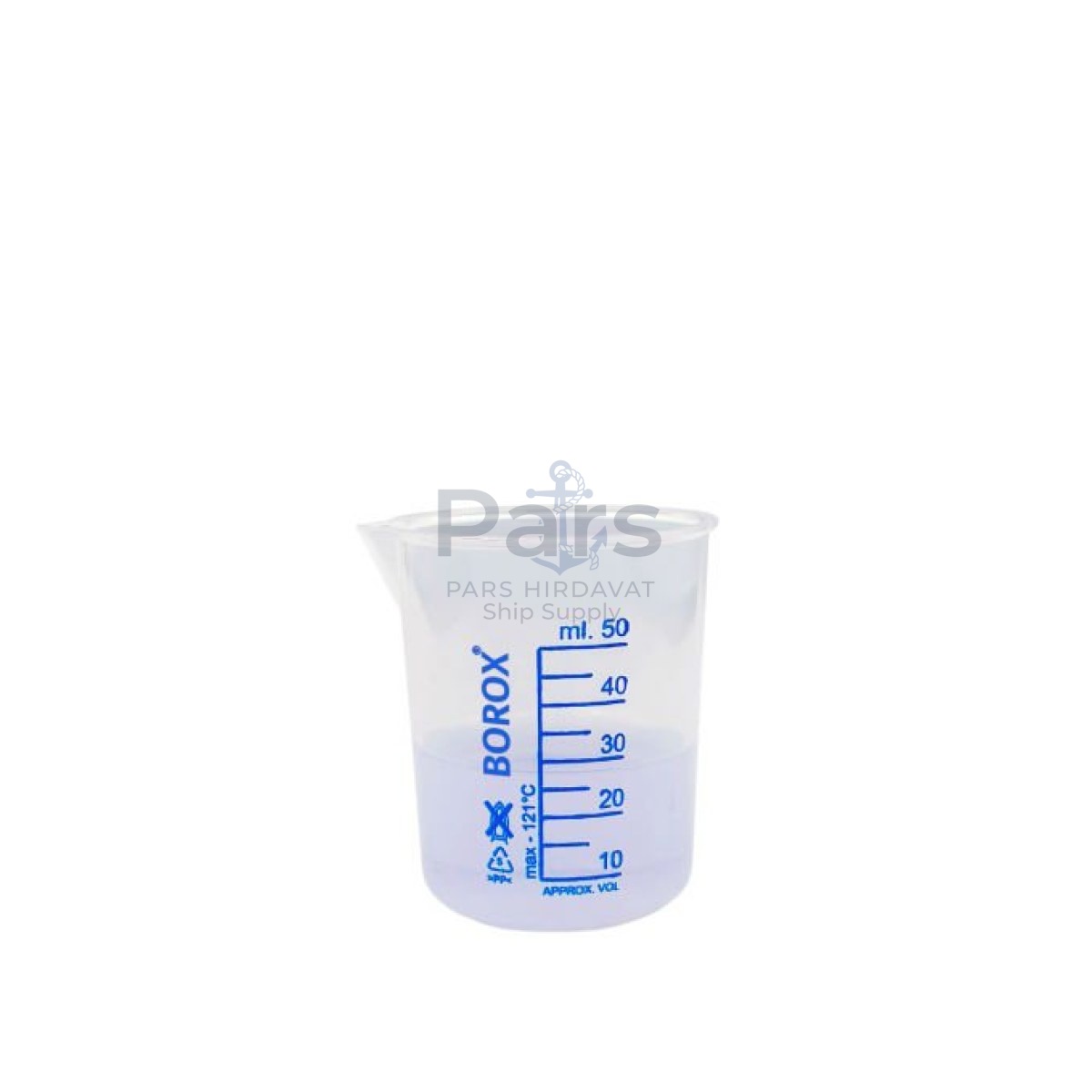 Borox Plastik Beher 50 ml - Ölçü Kabı - Blue Skala