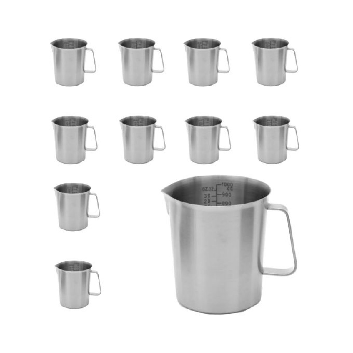 Borox Kulplu Paslanmaz Çelik Beher 1000 ml - Ölçekli Beaker - 10 Adet Toptan