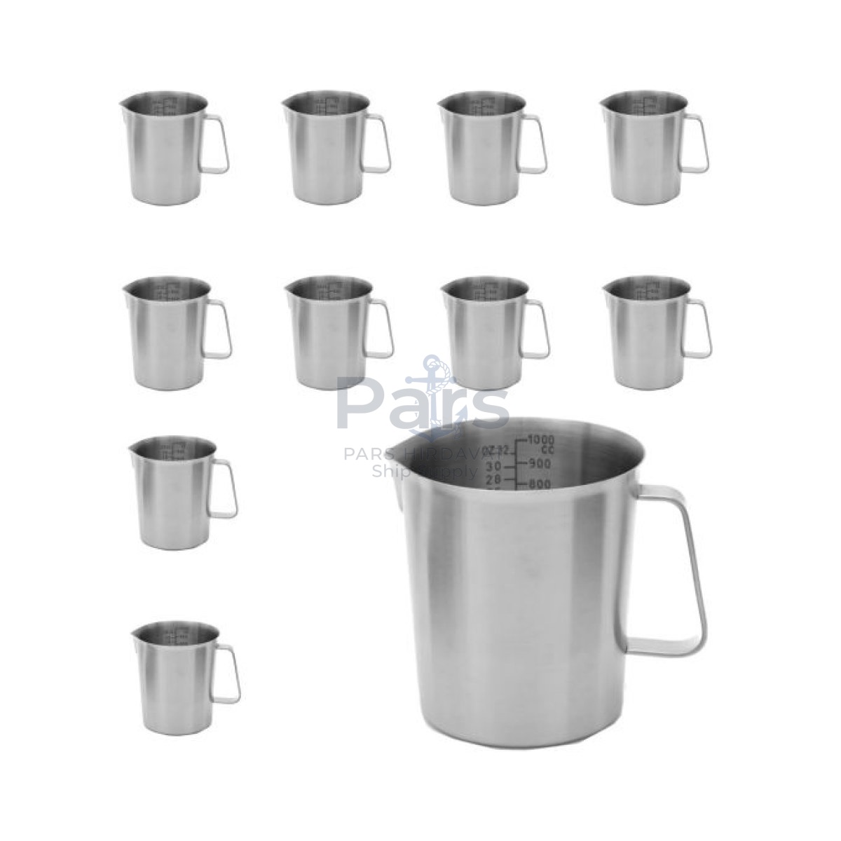 Borox Kulplu Stainless Steel Beher 1000 ml - Ölçekli Beaker - 10 pcs Toptan