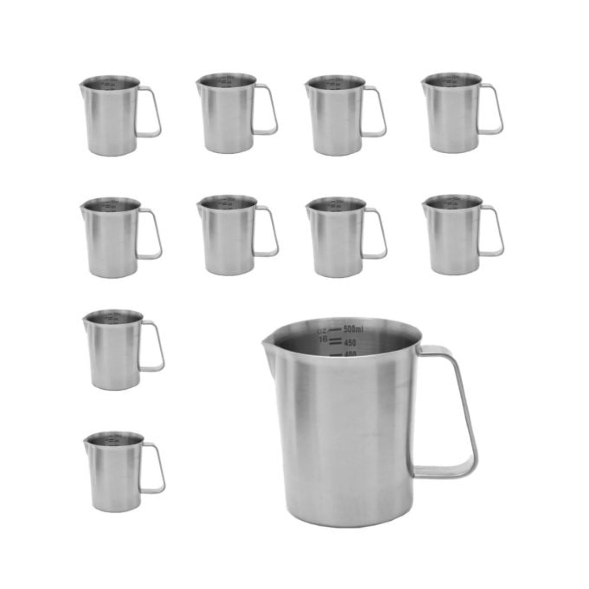Borox Kulplu Stainless Steel Beher 500 ml - Ölçekli Beaker - 10 pcs Toptan