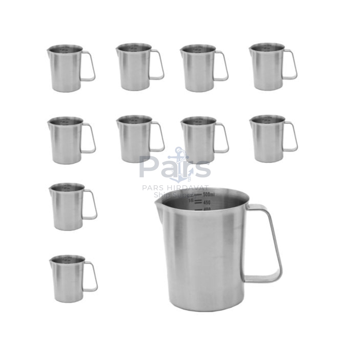 Borox Kulplu Stainless Steel Beher 500 ml - Ölçekli Beaker - 10 pcs Toptan
