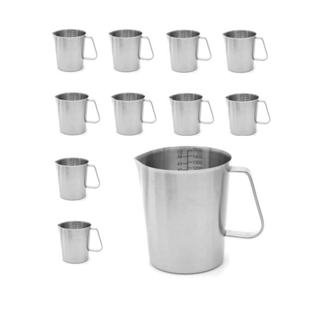 Borox Kulplu Paslanmaz Çelik Beher 1500 ml - Ölçekli Beaker - 10 Adet Toptan
