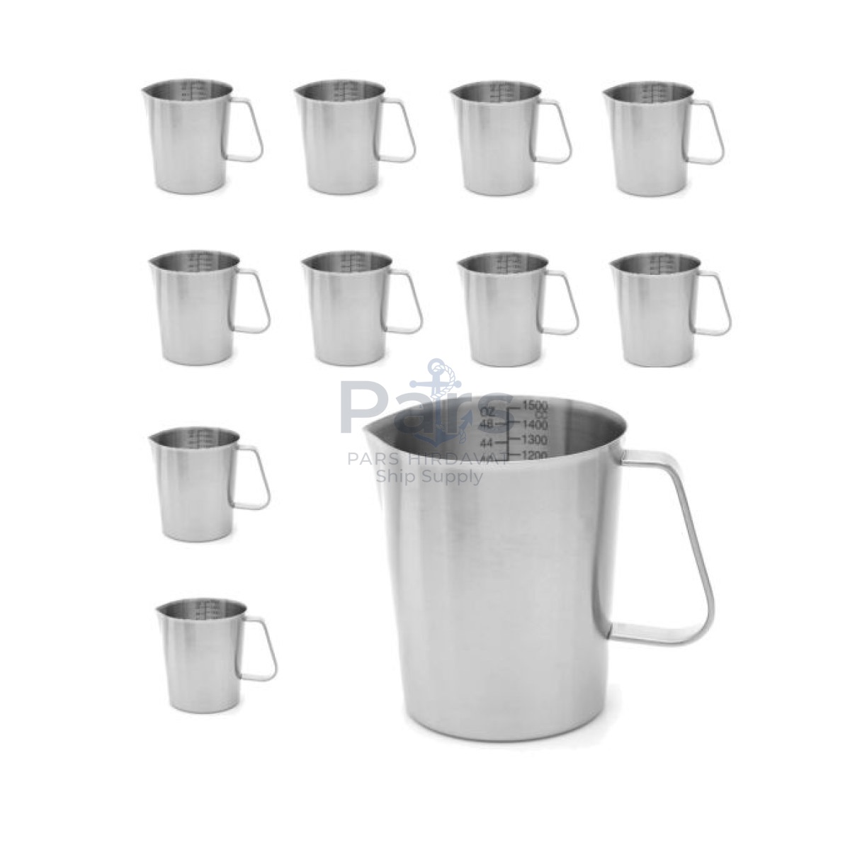 Borox Kulplu Stainless Steel Beher 1500 ml - Ölçekli Beaker - 10 pcs Toptan