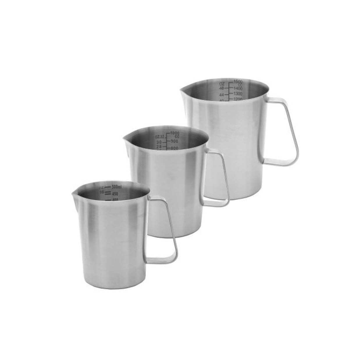 Borox Kulplu Stainless Steel Beher 500 1000 1500ml - 3lü Set
