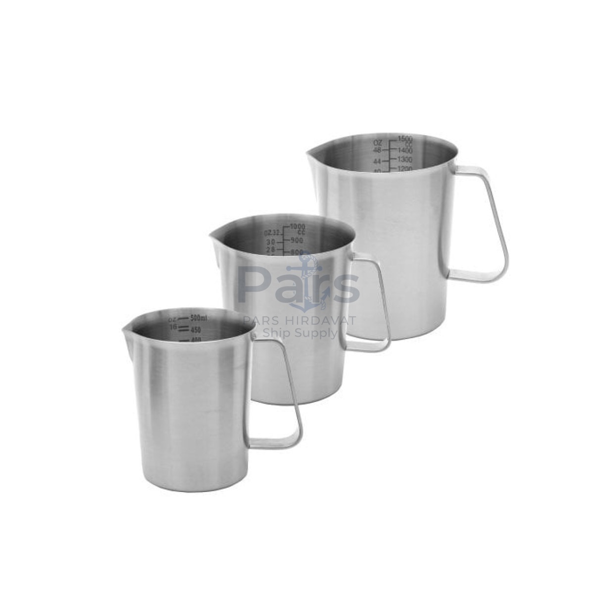 Borox Kulplu Stainless Steel Beher 500 1000 1500ml - 3lü Set