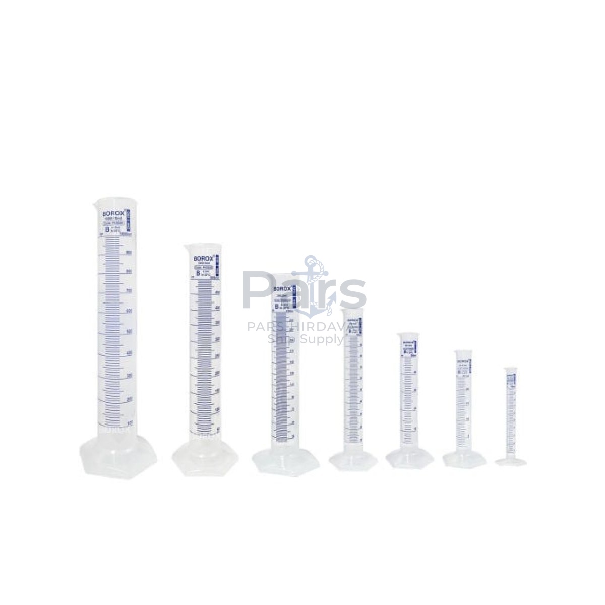 Borox Plastik Mezür Seti - Uzun Form - Dereceli Silindir Blue Skala - PP Mezür Set - 7 pcs/Paket