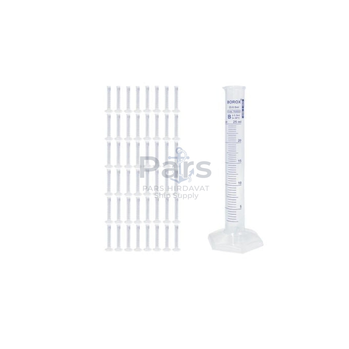 Borox Plastik Mezür 25 ml - Uzun Form - Dereceli Silindir Blue Skala - 48 pcs Toptan