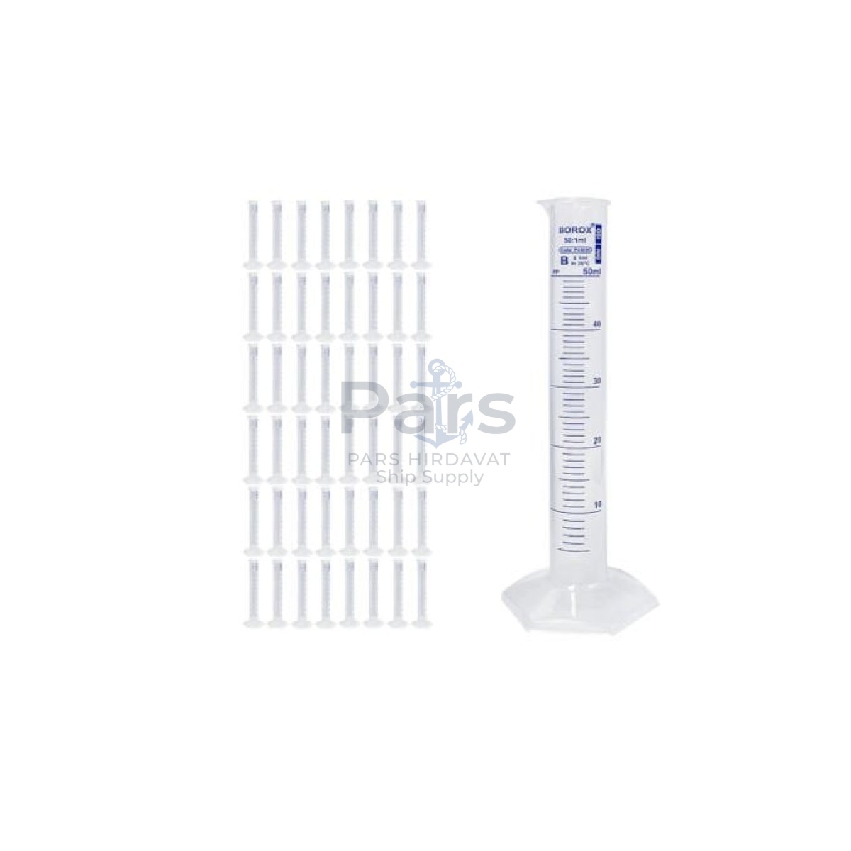Borox Plastik Mezür 50 ml - Uzun Form - Dereceli Silindir Blue Skala - 48 pcs Toptan